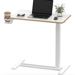 NEW IN BOX-SANODESK Medical Adjustable Overbed Bedside Table with Hidden Casters, Pneumatic Mobile Laptop Computer Standing Desk Cart Overbed Table wi