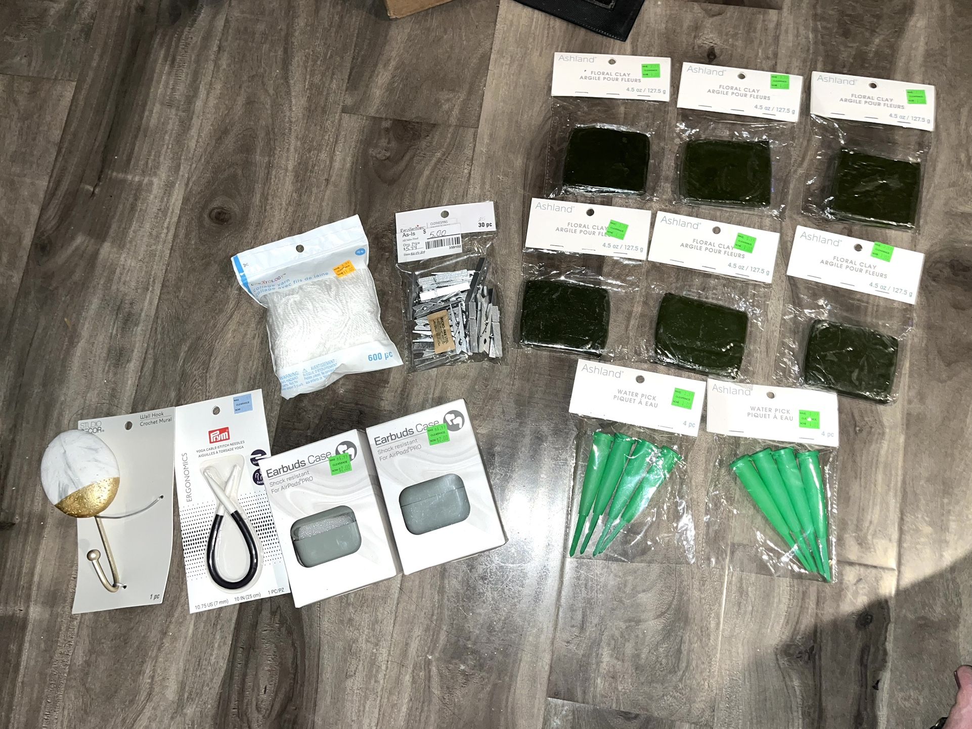 Misc. Craft Items- Knitting Needle, Floral Clay, Water Picks, AirPod Case
