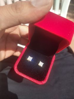 Princess Cut Moissanite Earrings Silver/Gold 1.0CT