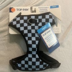 Top Paw Adjustable Fashion Comfort Harness Blue and Black Checkers - Small NWT