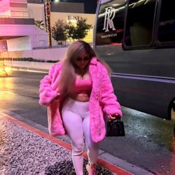 Pink Faux Fur Jacket Size large 