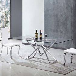 Glass Chrome Dining Table