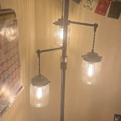 Industrial Farmhouse Rustic Lamp – 3 Glass Shades – Bulbs Included