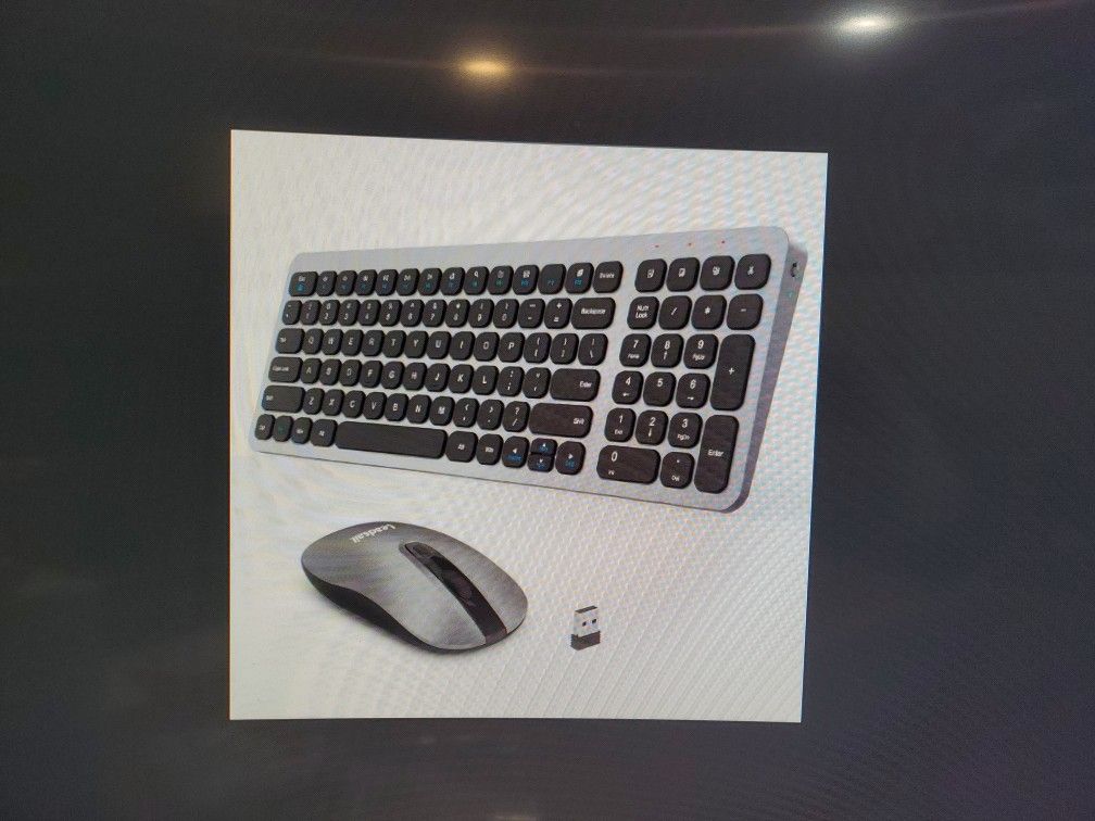 Wireless Keyboard And Mouse Combo, Grey & Black 2.4 Ghz USB-A Receiver