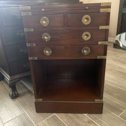 VINTAGE CAMPAIGN DESK SIDE TABLE With 3 DRAWERS