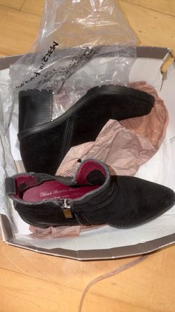 Black Suede Ankle Boots with Side Zip