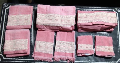 NOS Vintage Set of 8 Fieldcrest Lustre Pink towels  100% Cotton