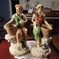 Super NICE LOOKING ANTIQUE  STATUES SIGNED AND MARKED  GREAT CONDITION 