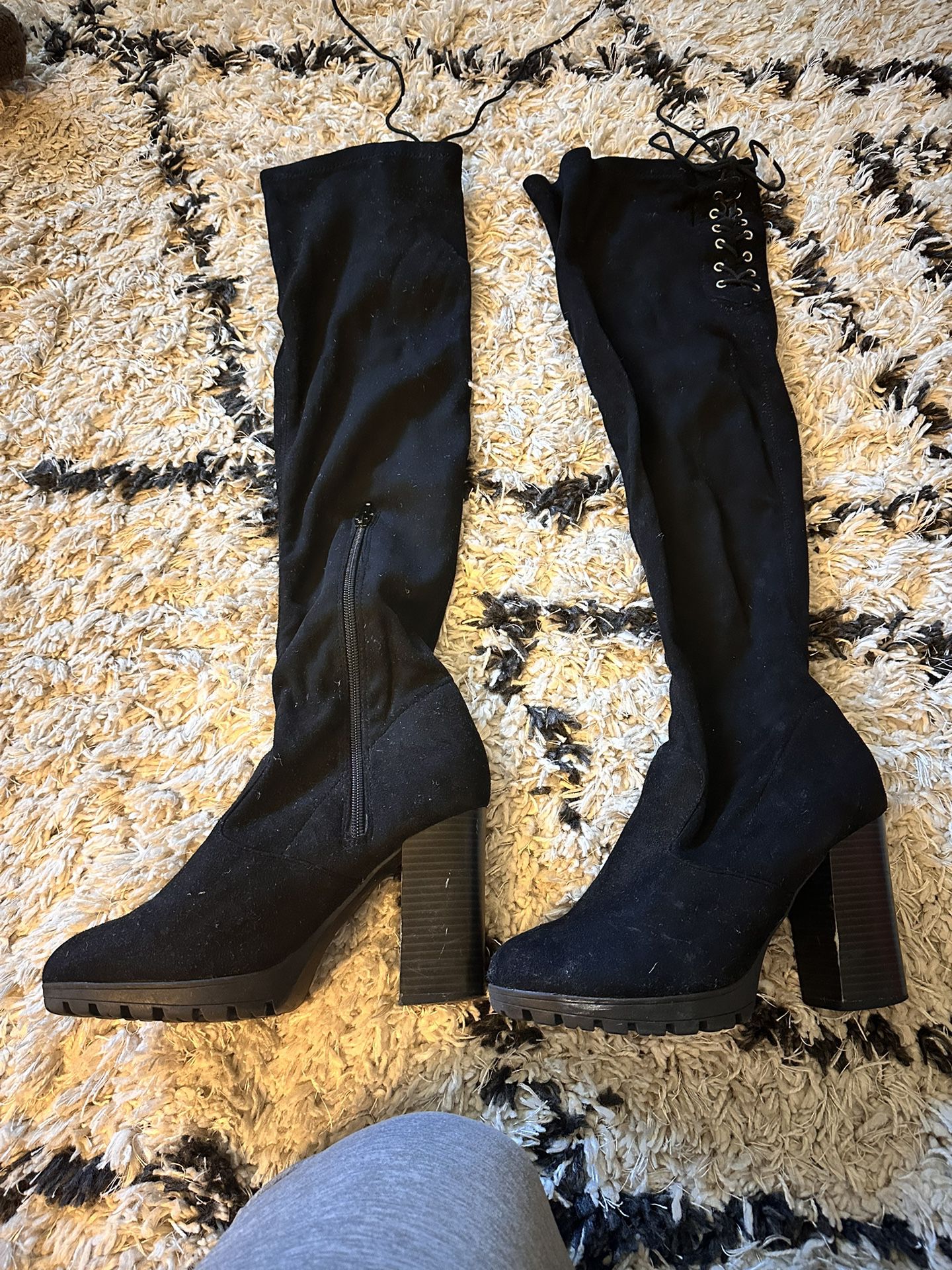 Knee High Black Boots Size 81/2 