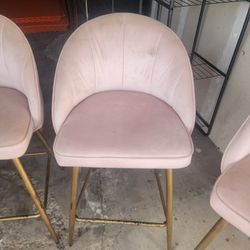 Pink Barstool Height Chairs x3