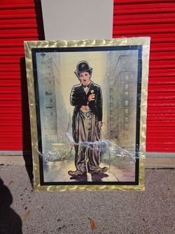 Vintage Large Framed Charlie Chaplin Art - Renato Casaro "City Lights" 3d
