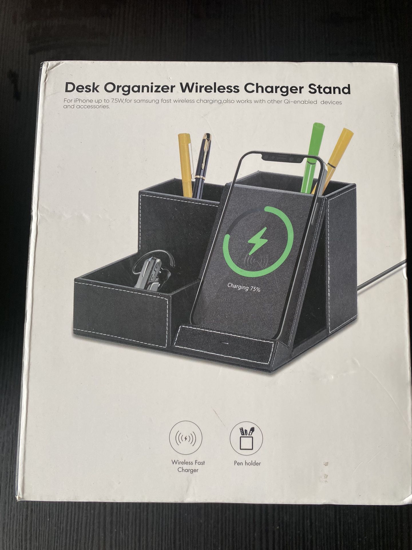 Desk Organizer with Wireless Charger (Fast Charging)