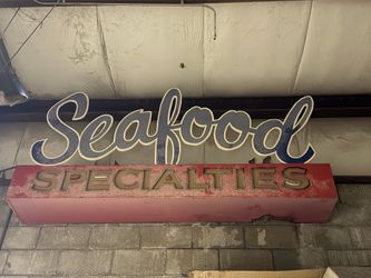 Vintage “Seafood Specialists” Restaurant Sign – Large Commercial / Decor Piece