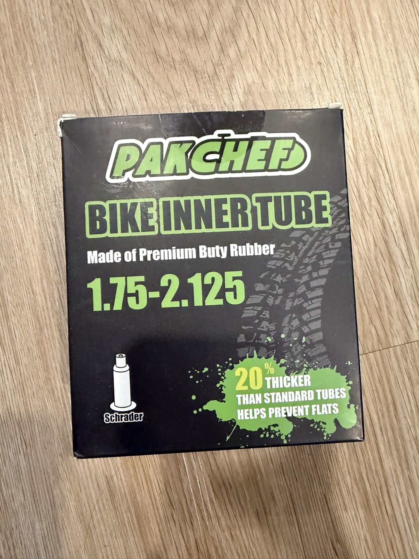 Patched Bike Inner Tube Made from premium butyl rubber for enhanced durability and flexibility. Designed to fit tire sizes 1.75–2.125 and equipped wi