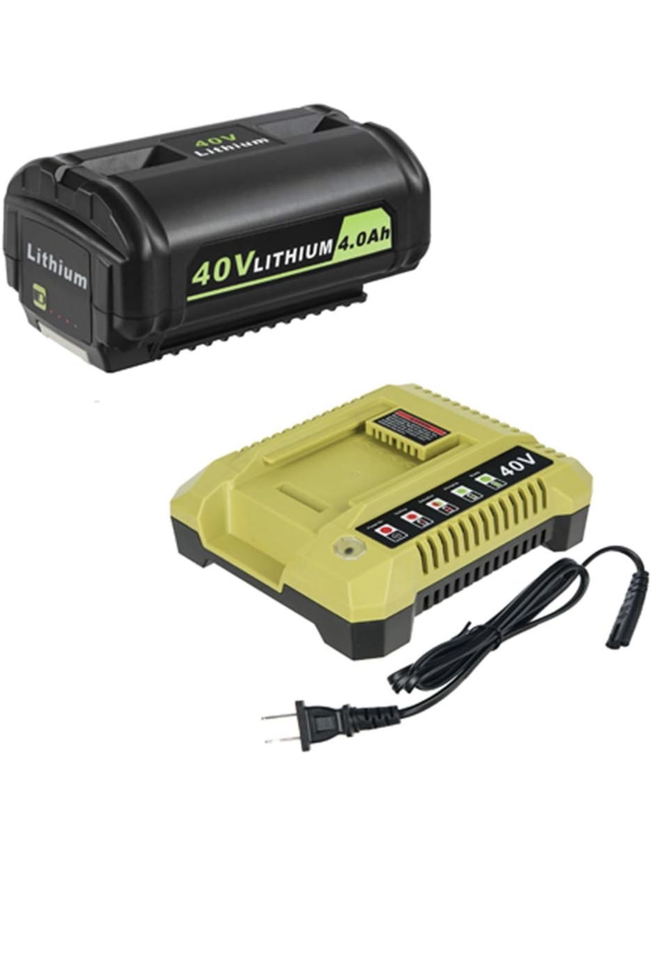 40Volt 4Ah Replacement Ryobi 40V Battery + Charger Kit for Ryobi 40V Lithium Battery OP4026 OP40601 OP4050A OP4040 OP4030 OP4050 with OP401 40V Charge