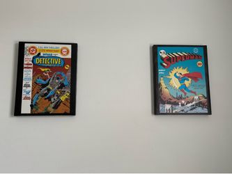 Vintage DC Comics Wall Art – Batman & Superman Framed Prints (18” x 14”)