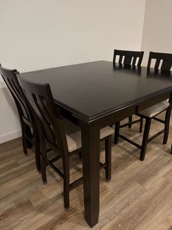 dark brown dining table