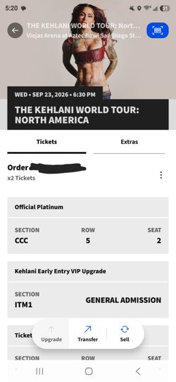 VIP Kehlani - World Tour - Viejas Arena, Aztec Bowl - San Diego, CA - 5th Row Early Entrance VIP