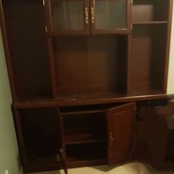 Wood Credenza Computer Office Table With Hutch