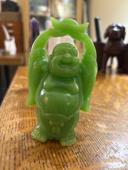 Crystals and Green Glass Buddah