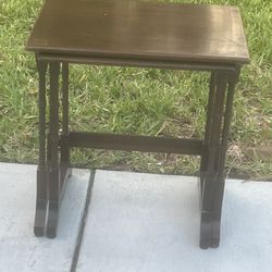 ETHAN ALLEN Cherry 2 Table Nesting Tables Incomplete. Missing One. Item is missing the biggest table. Used in good condition with some minor cosmetic 