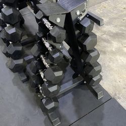 Hex Dumbbell With Storage Rack (5-25lbs) 