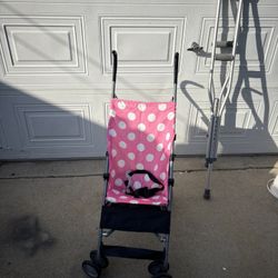 Pink Polka Dot Umbrella Stroller