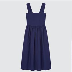 Uniqlo Navy Blue Sleeveless Square Neck Sundress