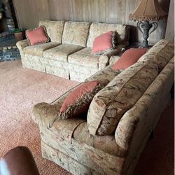 Walter E Smithe set of two Couch & loveseat tan gold traditional style