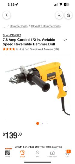 In box 7.8 Amp Corded 1/2 in. Variable Speed Reversible Hammer Drill