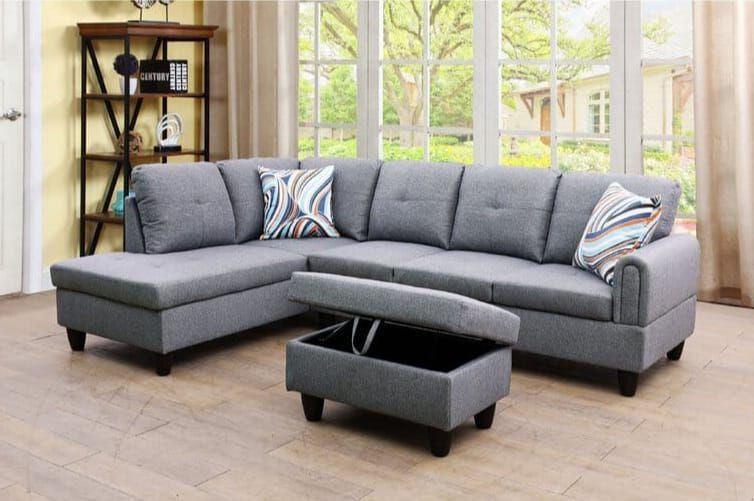 BRAND NEW 3 PIECES SECTIONAL COUCH WITH OTTOMAN INCLUDED