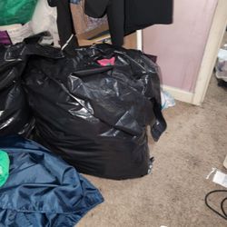 Large Garbage Bags Of Clothing and Shoes 
