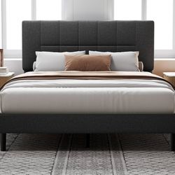 New Queen Size Gray BED FRAME Platform Bed New Queen Bed Cama Queen Size 