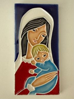 Madonna and Child Ceramic Tile Wall Hanging