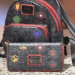  Loungefly Marvel Avengers Debossed Icons Mini Backpack With Wallet