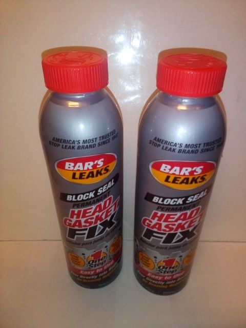 (2) HEAD GASKET FIX - BARS LEAKS Bar's Leak Permanent Seal Bottles Blue Devil Bottle Auto Zone Store Credit O'Reilly's