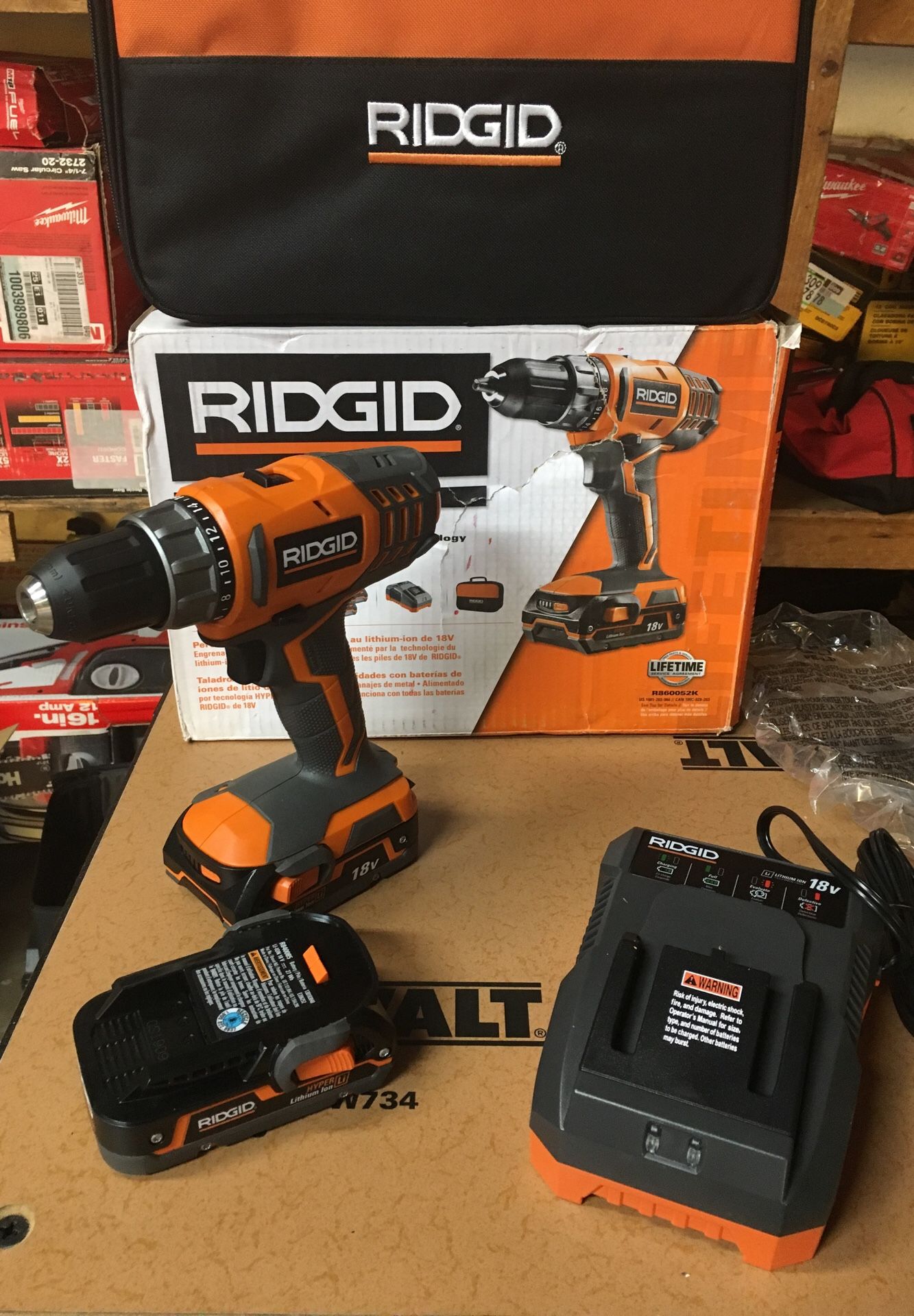 RIDGID 18-Volt Lithium-Ion Cordless 2-Speed 1/2 in. Compact Drill/Driver Kit with (2) 1.5 Ah Batteries, Charger, and Tool Bag