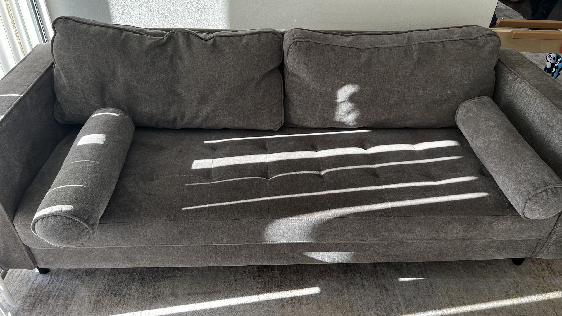 Gray Velveteen Sofa $65