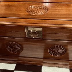 Vintage Stunning Asian Camphor  Wood  Storage Chest With Large Storage Space Area Inside.