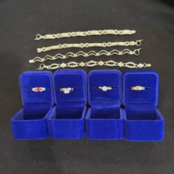 Pulseras y Anillos De Plata Con Oro(Silver And Gold)