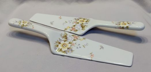 Ceramic Porcelain Cake/Pie Servers, 2 PC, Andrea by Sadek