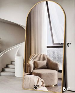 Gold Arched Full-Length Floor Mirror 71x26