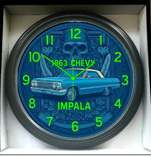 1963 Chevy Impala Chevrolet SS Glow In The Dark Wall Clock New!