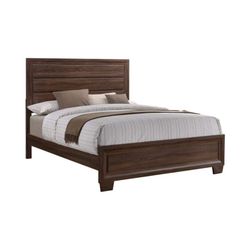 Panel Bed Medium Warm Brown Finish