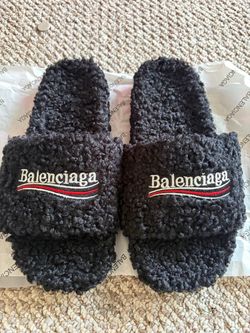 Black Balenciaga slides
