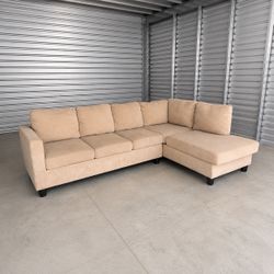 Couch Sectional | Beige Chaise Sofa - SAME-DAY DELIVERY