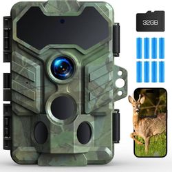 new Trail Camera WiFi, 32MP 1080P Game Camera with 32GB Memory Card, Trail Camera with No Glow Night Vision, 0.1s Trigger Speed 130° Wide-Angle Motion