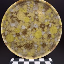 Vintage MCM 1960’s Fiberglass Flower Serving Tray 17” Yellow, white, brown