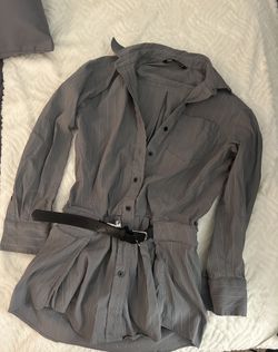 ZARA - Gray oversized long sleeve Romper with belt adjustment