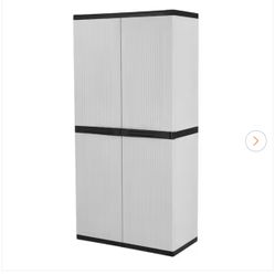 Premium One 35 in. W x 71.7 in. x 18.5 in. D 4-Shelf Resin Freestanding Cabinet in Grey